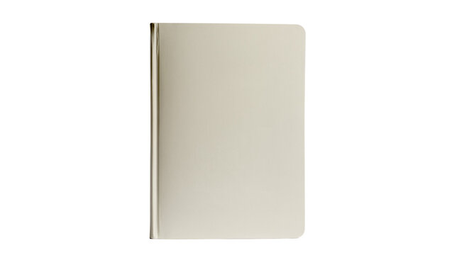 Isolated light-colored simple notebook with rounded corners, minimalist empty journal for design mock-up