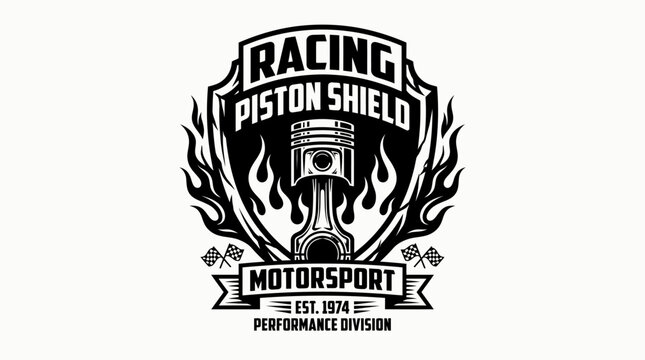 Racing Piston Shield Motorsport Logo.
