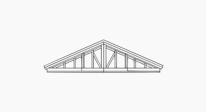 An illustration of a roof truss with triangular framework, showing structural support and architectural design