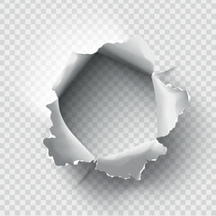 ragged Hole torn in ripped paper on transparent background © Andrei Kukla