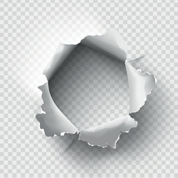 ragged Hole torn in ripped paper on transparent background