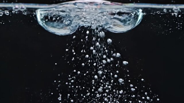 Bubbles rising in dark water creating a dynamic underwater scene.