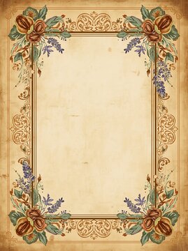 Vintage herb coffee border vintage botanical coffee frame for cafe branding and wedding invitation template design