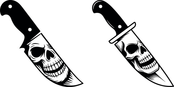 Illustrations of knives with skull designs suggesting danger death or a rebellious theme heavy metal barbed wire illustration rebellion symbolic