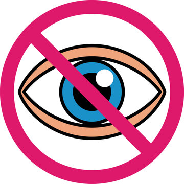 No entry sign over an eye illustration with no entry access denied closed eyes not allowed no looking do not see red circle no entry forbidden