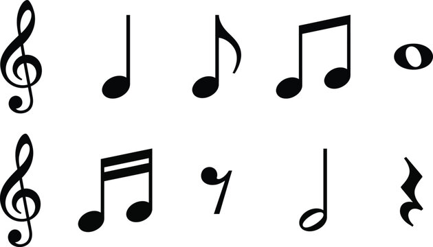 Musical notes and symbols collection with musical note treble clef quarter note