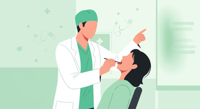 Dentist Examining Patient's Teeth With Dental Tool, Oral Health Care Concept