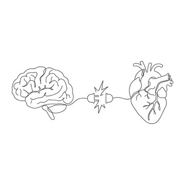 Emotional Intelligence Brain Heart Hand Sketched Icons Set