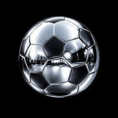 Naklejka premium Chrome liquid mercury soccer ball reflective metallic CGI concept