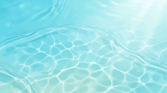 Bright blue isometric water surface texture with caustic light reflections for summer background design