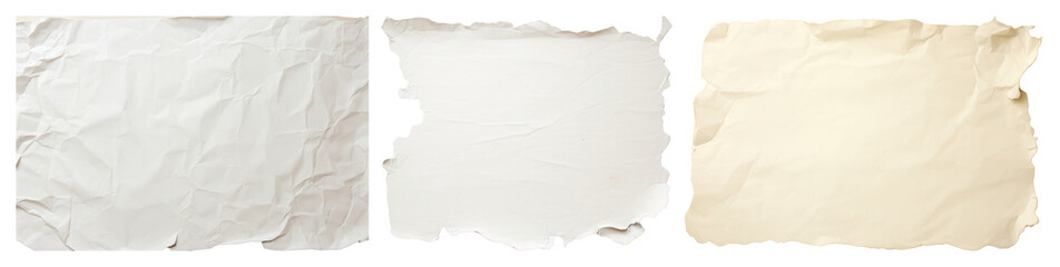 Fototapeta premium PNG Three textured paper backgrounds on transparent background