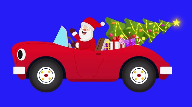 Santa Driving Christmas Car Animation Video