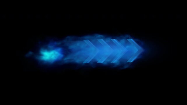 Dynamic burning blue triangle arrow symbol with realistic mystical aura on transparent background 4K