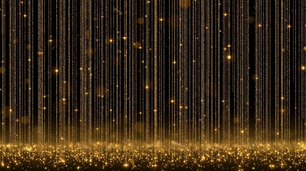 Obraz premium A luxurious gold glitter background with sparkling lights and a dramatic black atmosphere