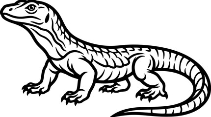 Fototapeta premium Detailed Black and White Illustration of Lizard Animal.