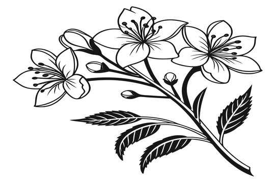 coloring page line art the mexican heather flower black vector