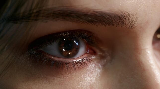 close up human eye at forty five degree angle portrait
