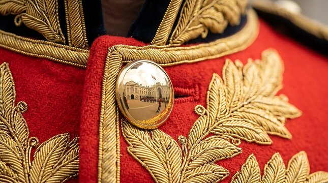 Reflection of Horse Guards Parade in a Gold Military Uniform Button