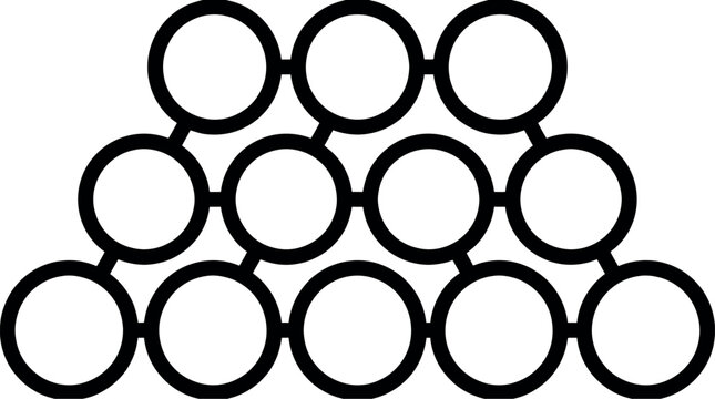 Vector illustration of interconnected circles in a triangular pattern