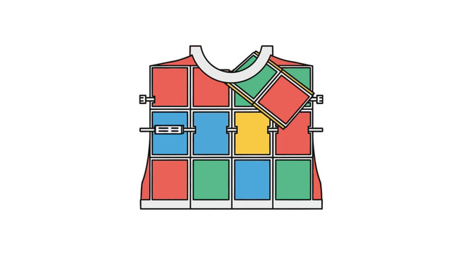 Abstract Rubik's Cube Inspired Design with Colorful Blocks and Geometric Shapes