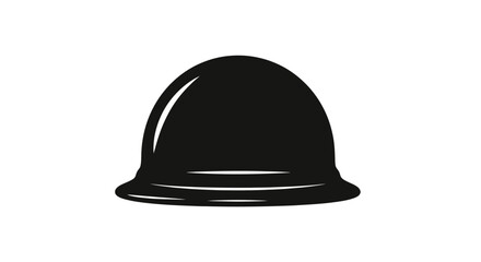 Fototapeta premium Simple black helmet silhouette, safety headwear icon, isolated on white background.