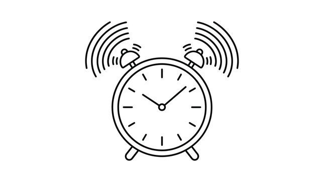An illustration of an alarm clock ringing loudly on a surface