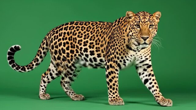 Graceful leopard prowling with striking rosette coat in wild elegance