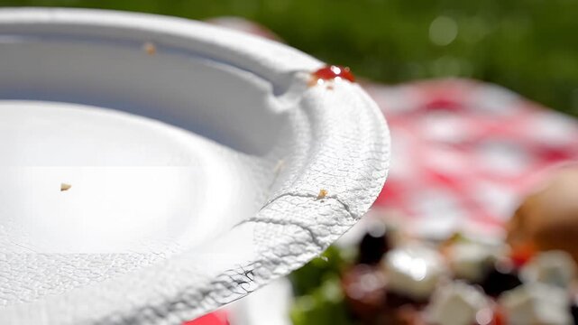 Closeup of Ladybugs on a White Plate Outdoors.
