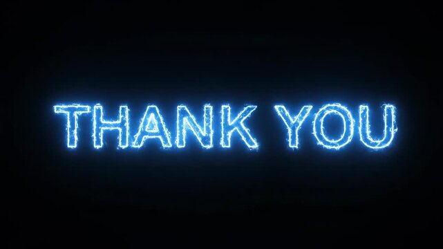 Abstract blue electric neon energy letters glowing with plasma lightning effect on black background.
