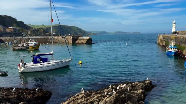 The harbor in the costal village and port of Mevagissey on the south coast of Cornwall in the southwest of England.