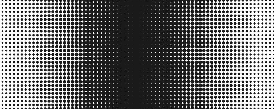 Monochromatic Gradient Halftone Pattern of Dots Transitioning from White to Black