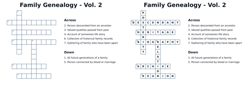 Family Genealogy Crossword Puzzle - Fun Activity for Families  
