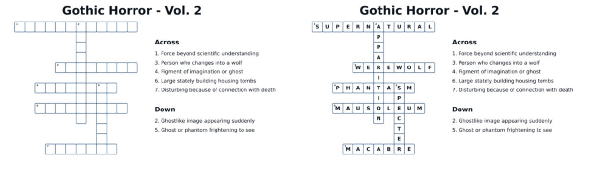 Gothic Horror Crossword Puzzle for Fans and Enthusiasts  