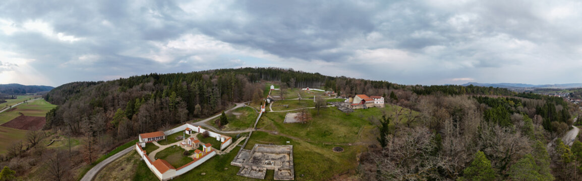 Roman Villa Ruins and Reconstructed Museum Buildings