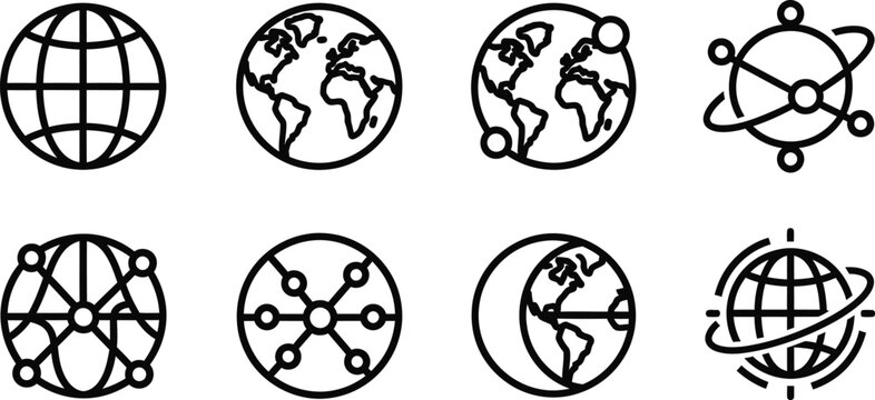 Global network and earth connection icons for technology connectivity