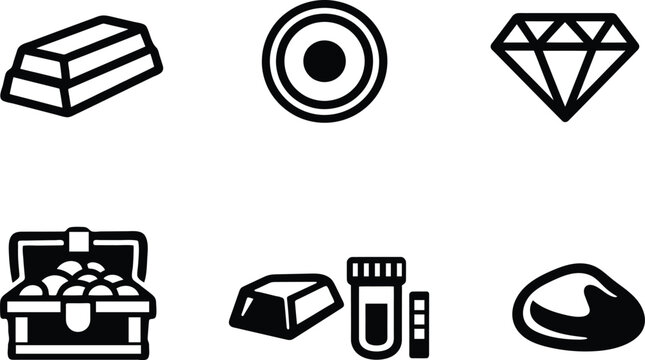 Set of luxury wealth items and precious assets vector icons