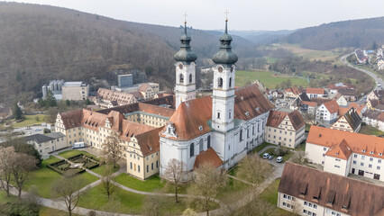 Obraz premium Close Aerial Detail of Zwiefalter Munster Onion Domes