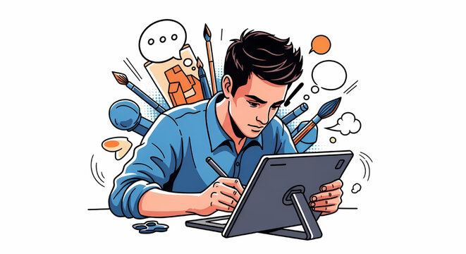 Graphic designer working on a tablet