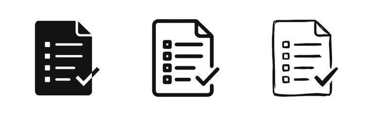 Fototapeta premium Document Checklist Icon Set with Checkmark for Task Management