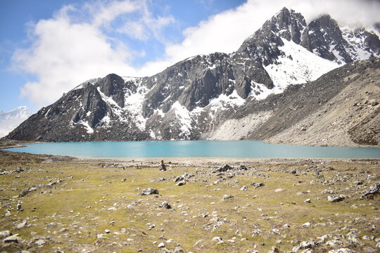 High Altitude Alpine Lake in Nepal Himalayas