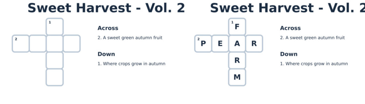 Sweet Harvest Crossword Puzzle with Fruit and Autumn Theme  
