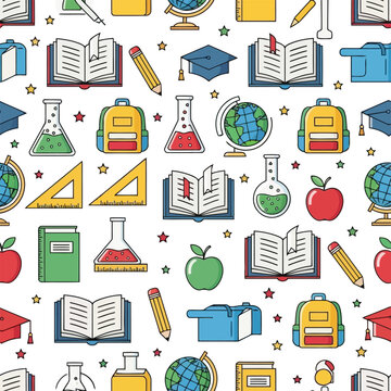 School Supplies Seamless Pattern