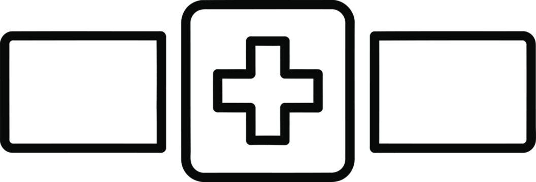 Medical cross symbol with blank squares first aid plus sign