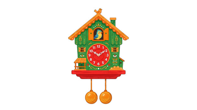 Cartoon cuckoo clock isolated on transparent background