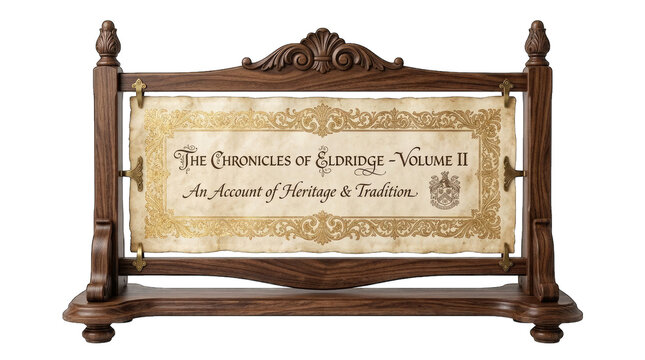 Vintage book cover design 'the chronicles of eldridge volume ii' isolated on transparent background