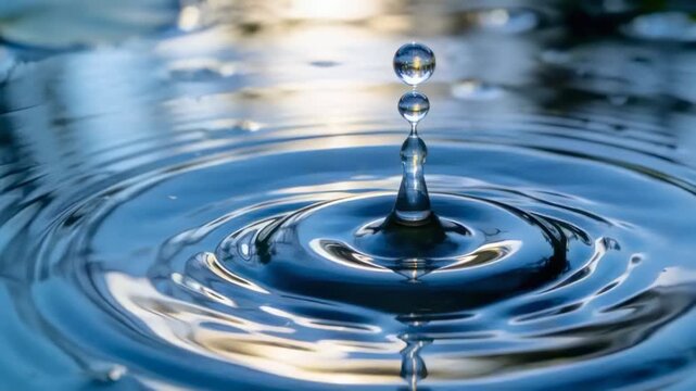 Impacting droplet rebounding from lab pool, forming Worthington jet crowning satellite drop