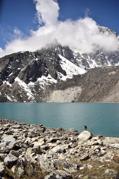 Alpine Lake in Gokyo Valley Everest Region Nepal