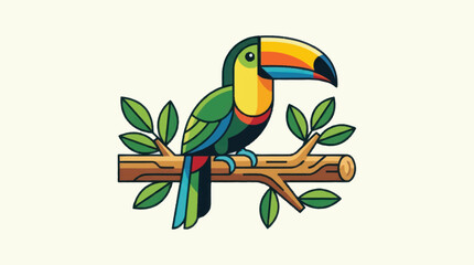 Colorful Toucan Bird Perched on Branch. © croc