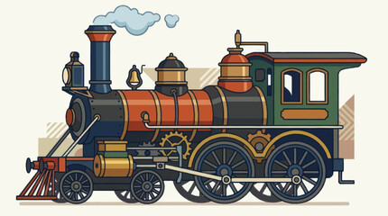 Vintage steam locomotive train engine. © croc