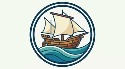 Brown Sailing Ship on Water. © croc